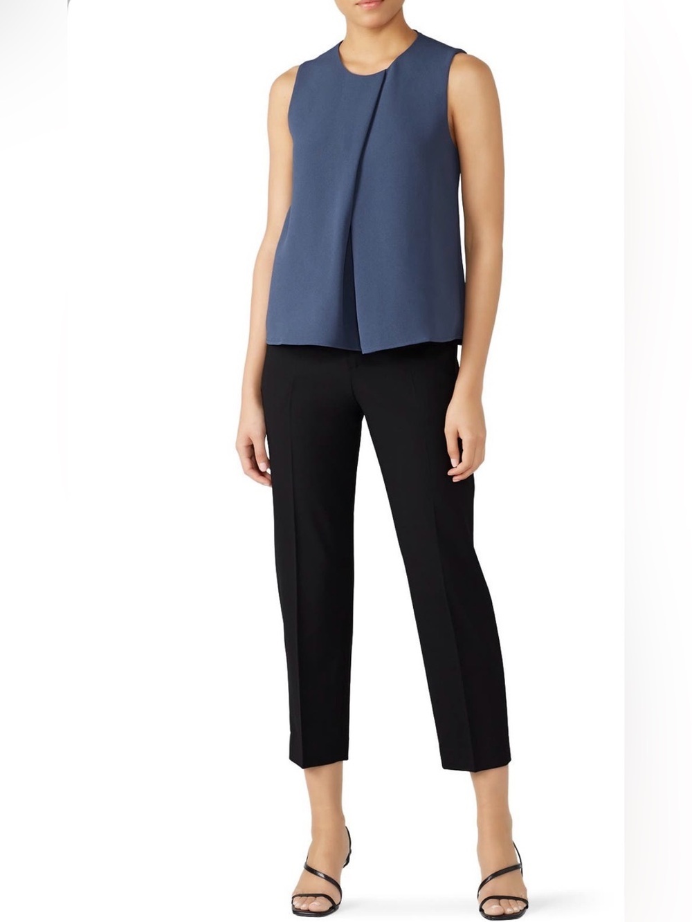Club Monaco Eszti Sleeveless Top in Blue Small Womens Blouse